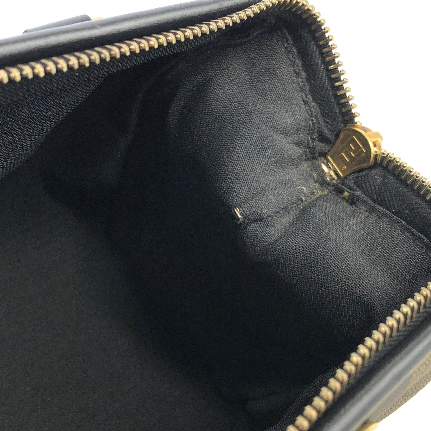 FENDI Zucca Logo Motif Two-way Handbag Shoulder bag Black Brown Vintage dmjg8y