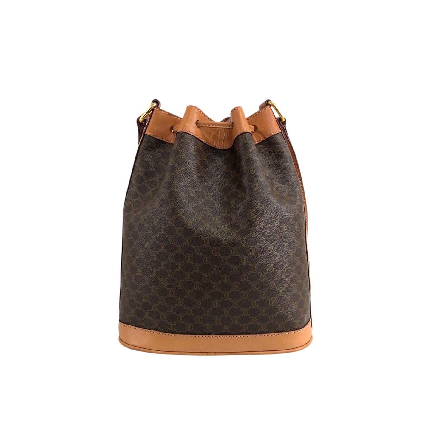 CELINE Macadam Blason Drawstring Shoulder bag Brown Vintage yp4ki3