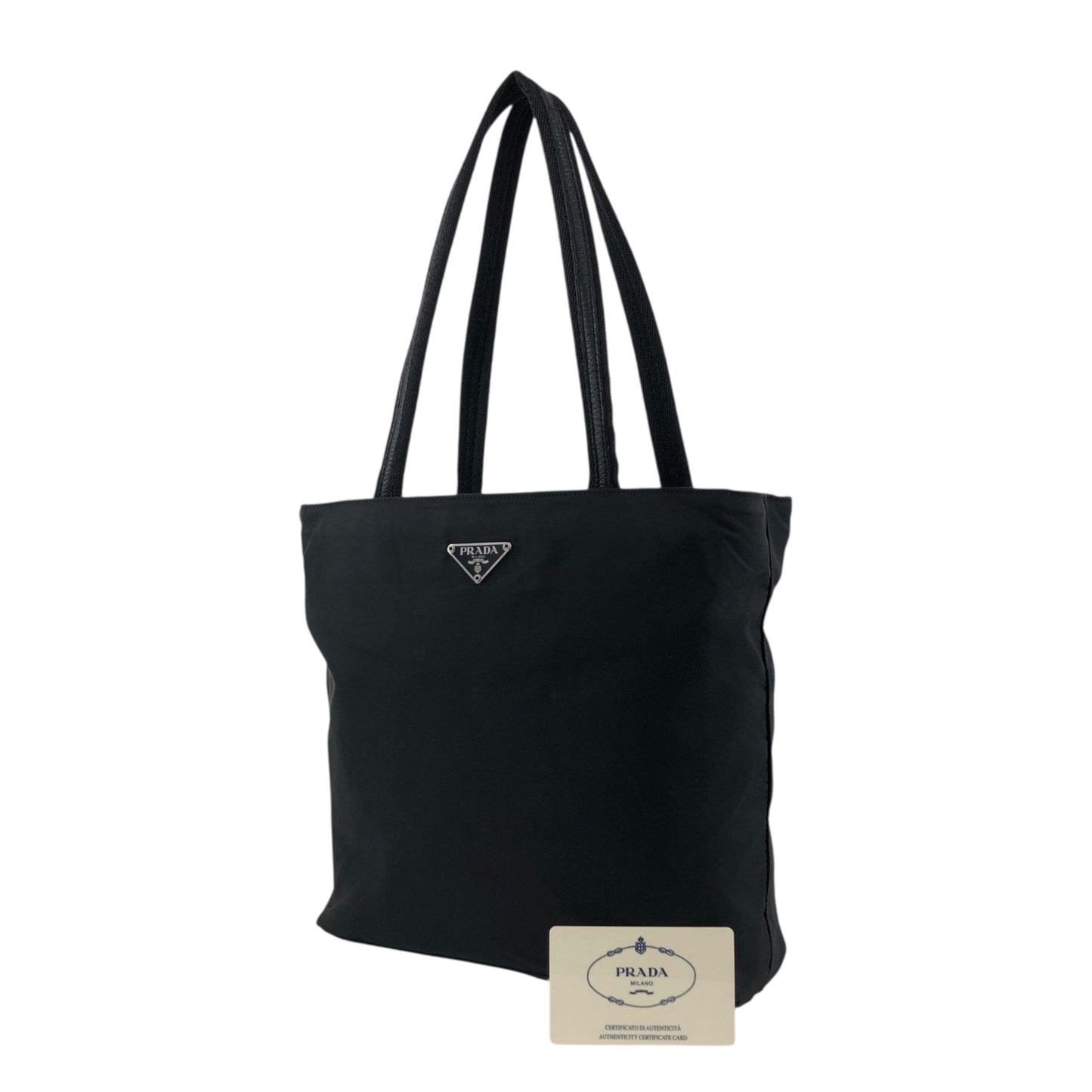 PRADA Tessuto Triangle Logo Totebag Black Vintage f4iv53