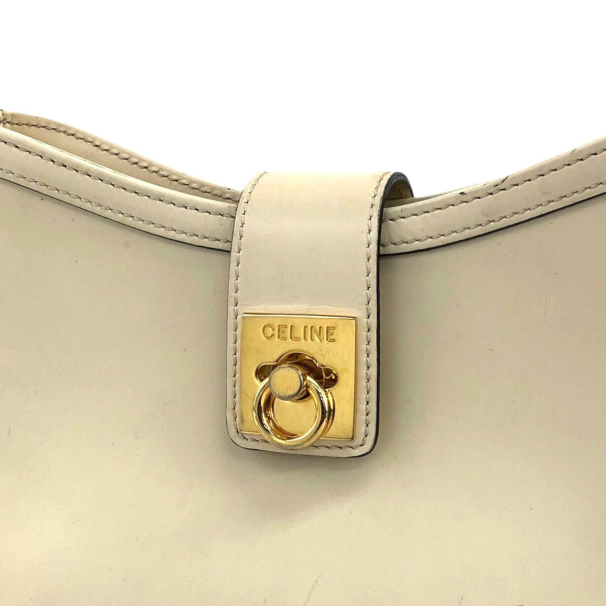 CELINE Gancini Shoulder bag Beige Vintage xc33k4