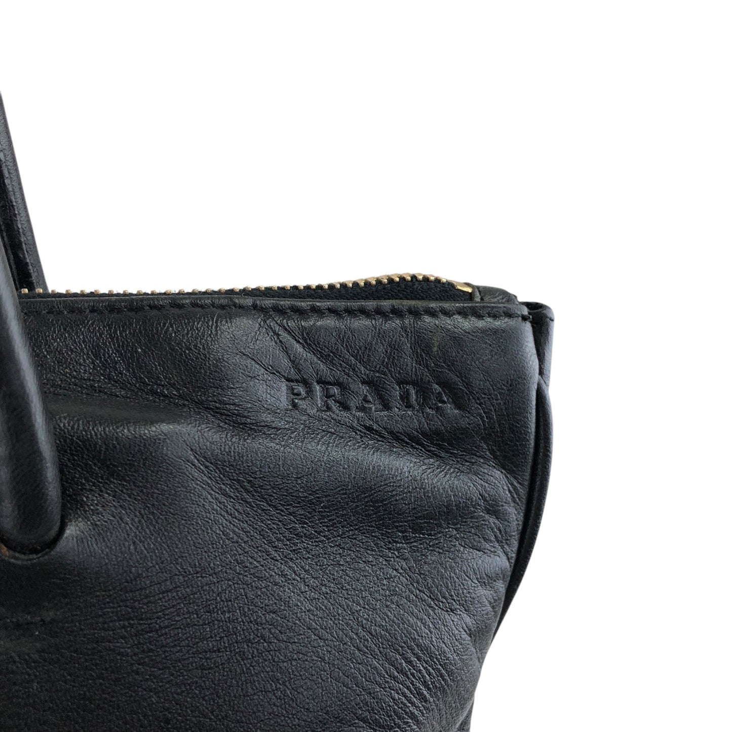 PRADA Logo Embossed Totebag Black Vintage r7ii2c