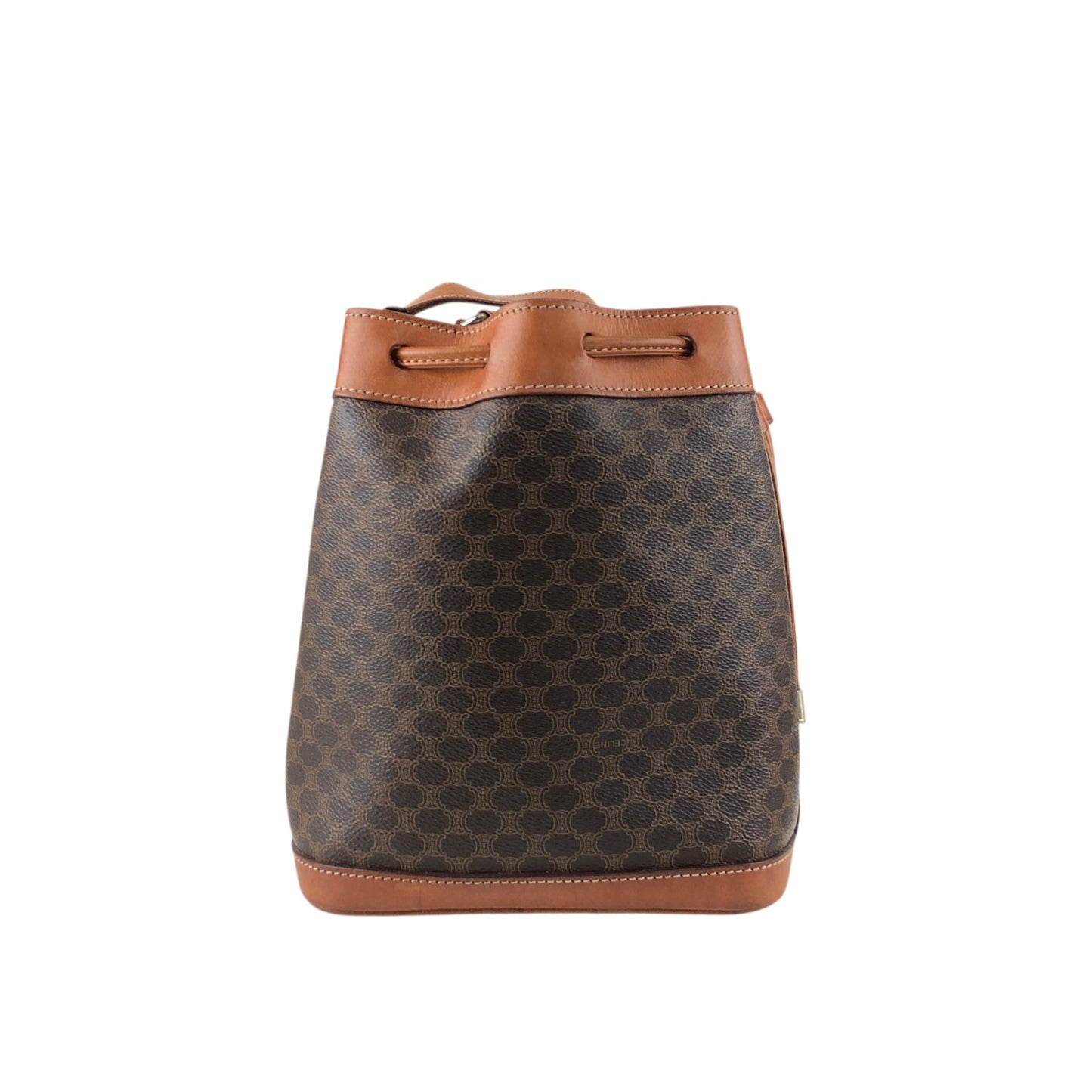 CELINE Macadam Drawstring Small Shoulder bag Brown Vintage kzhdhu