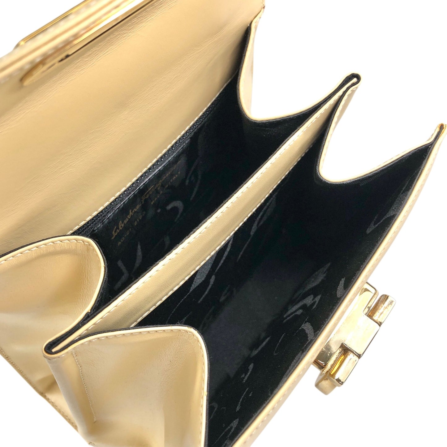 Salvatore Ferragamo Gancini Two-way Small Handbag Shoulder bag Beige Vintage xcu7ry