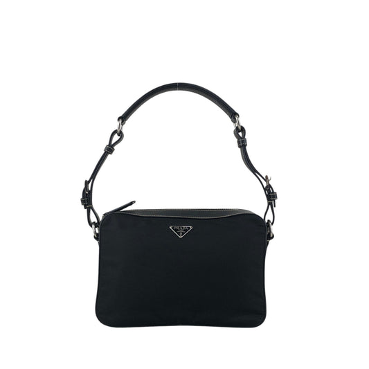 PRADA Tessuto Triangle Logo Shoulder bag Black Vintage mshu7d