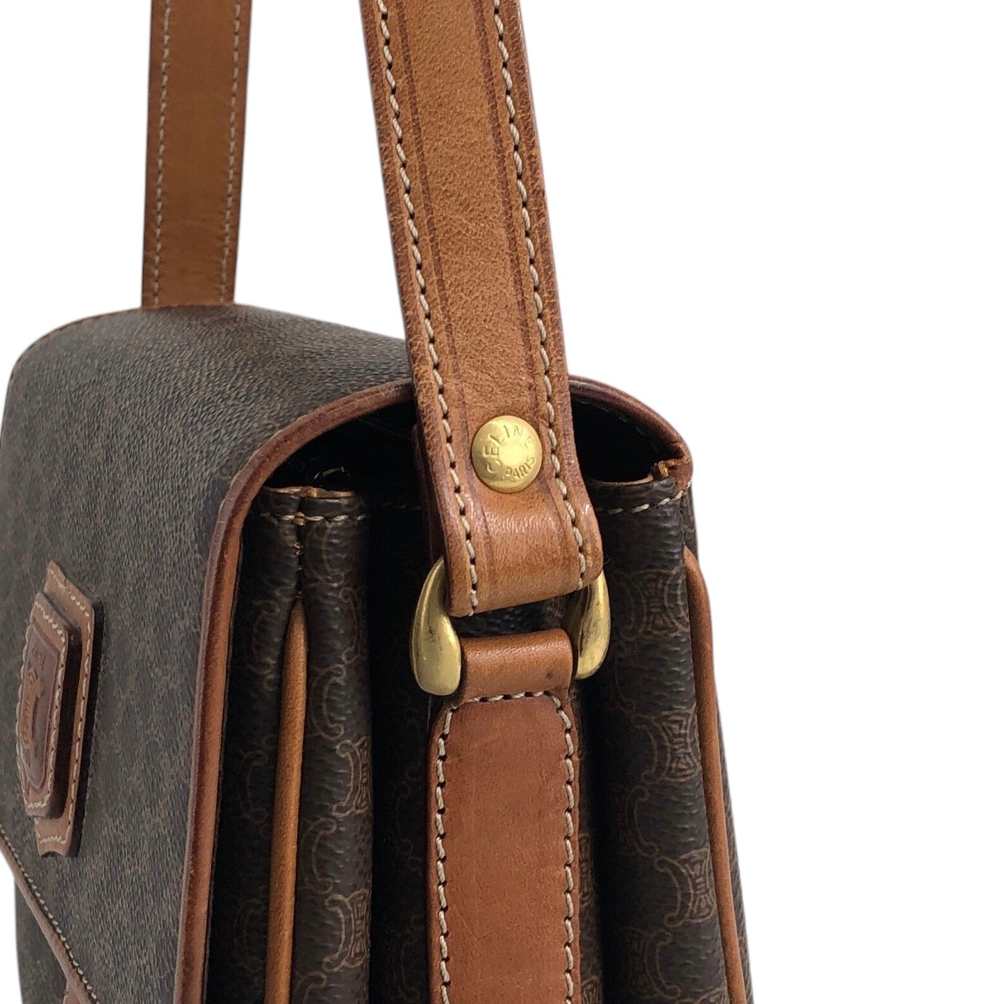 CELINE Macadam Blason Shoulder bag Brown Vintage et4dj5