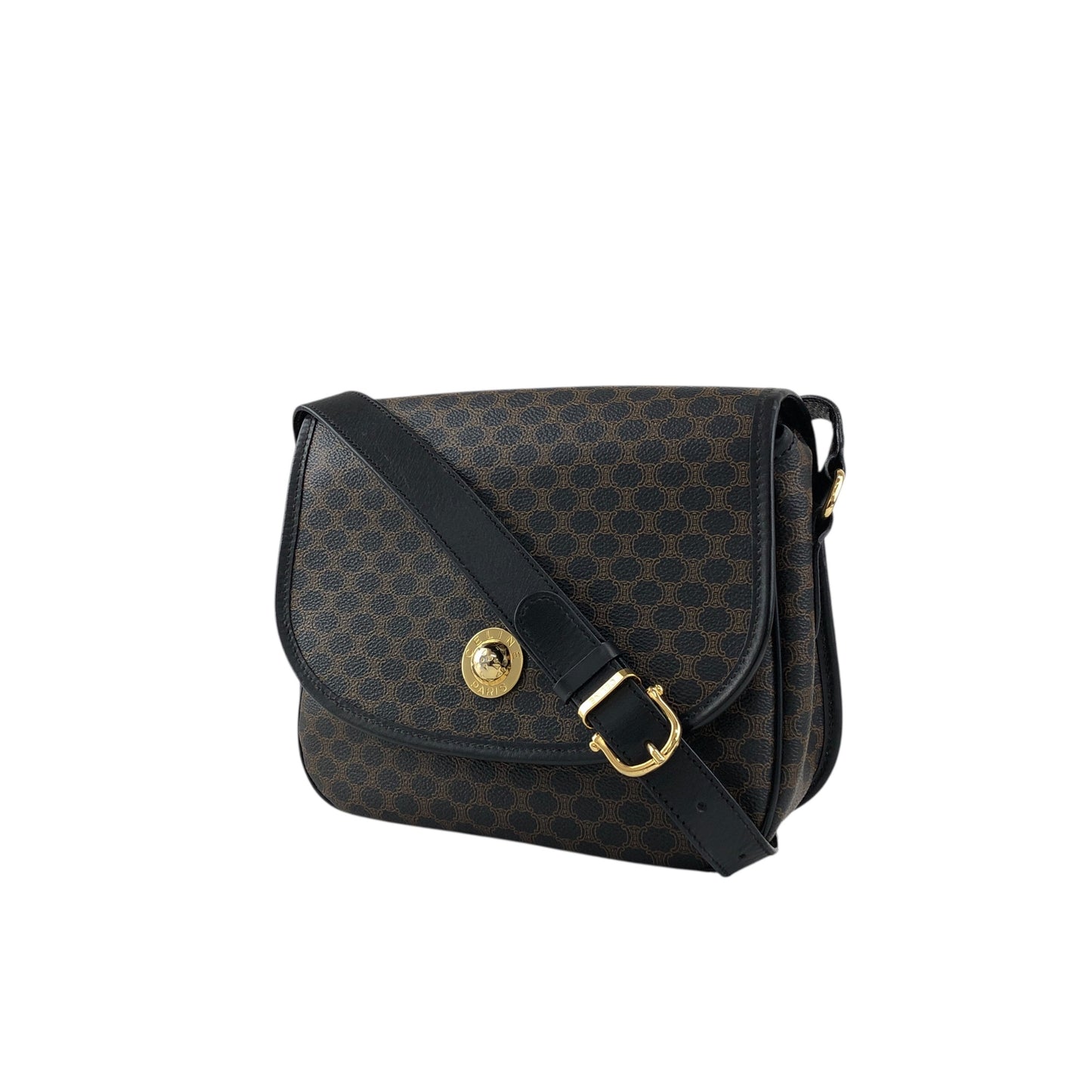 CELINE Macadam Starball Flap Shoulder bag Black Vintage a8awaa