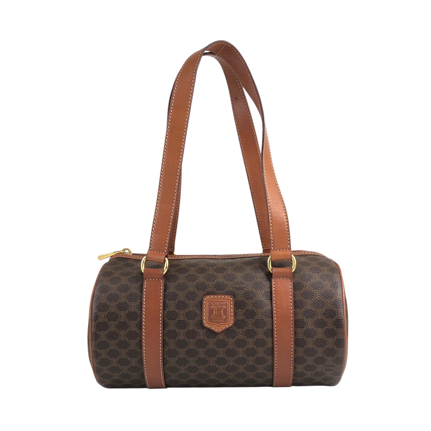 CELINE Macadam Blason Handbag Brown Vintage uimgxw