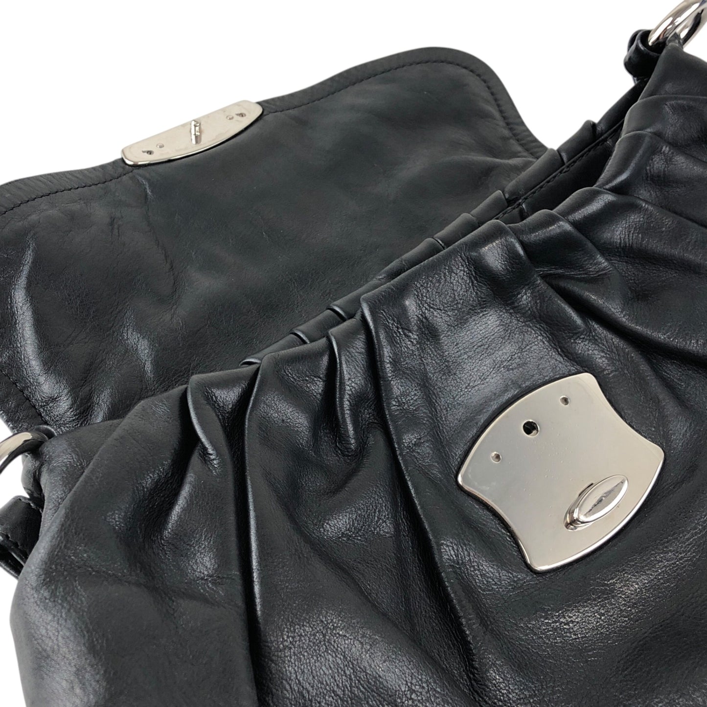 PRADA Logo Front Buckle Shoulder bag Black Vintage 4b8iuy