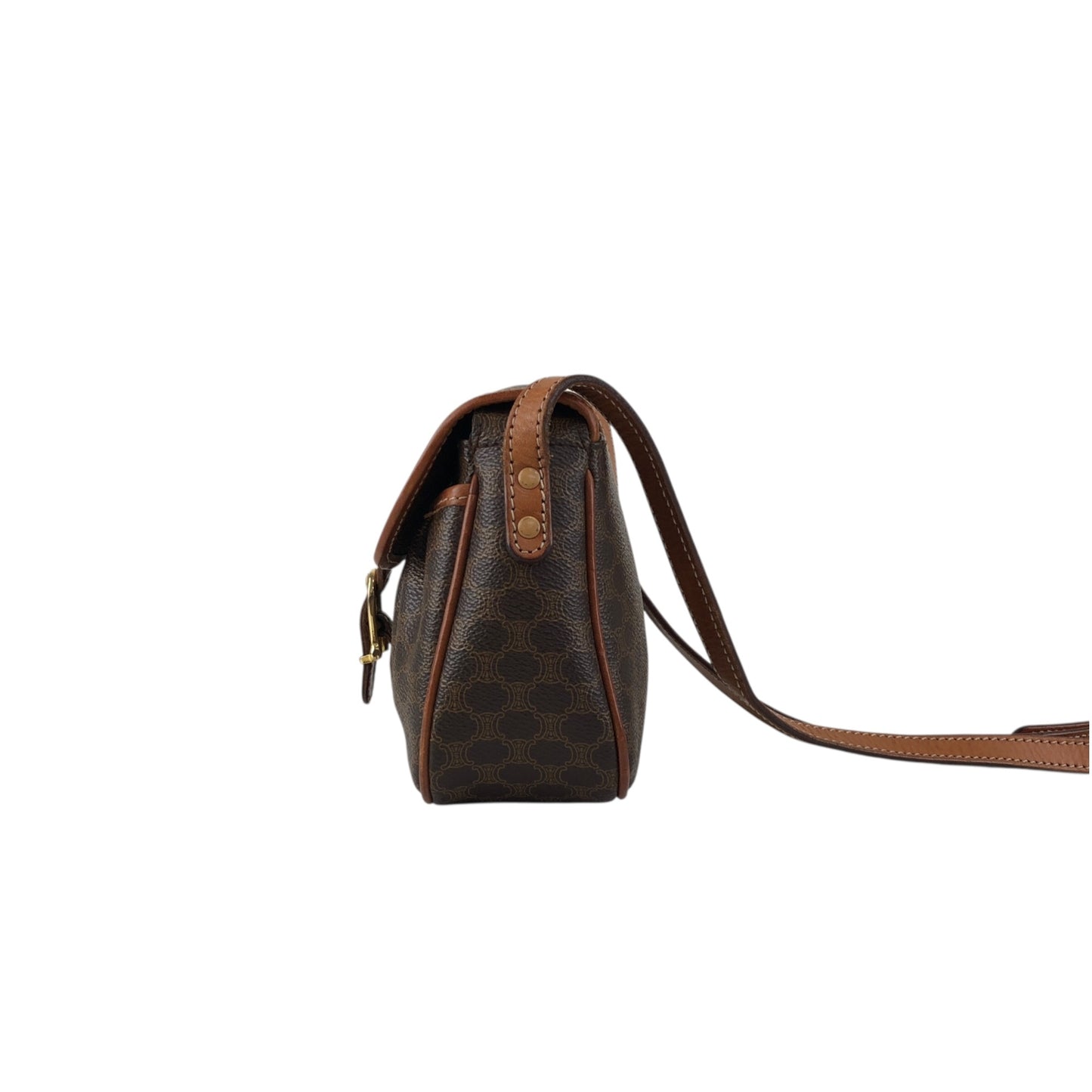 CELINE Macadam Blason Shoulder bag Brown Vintage w4w3x4