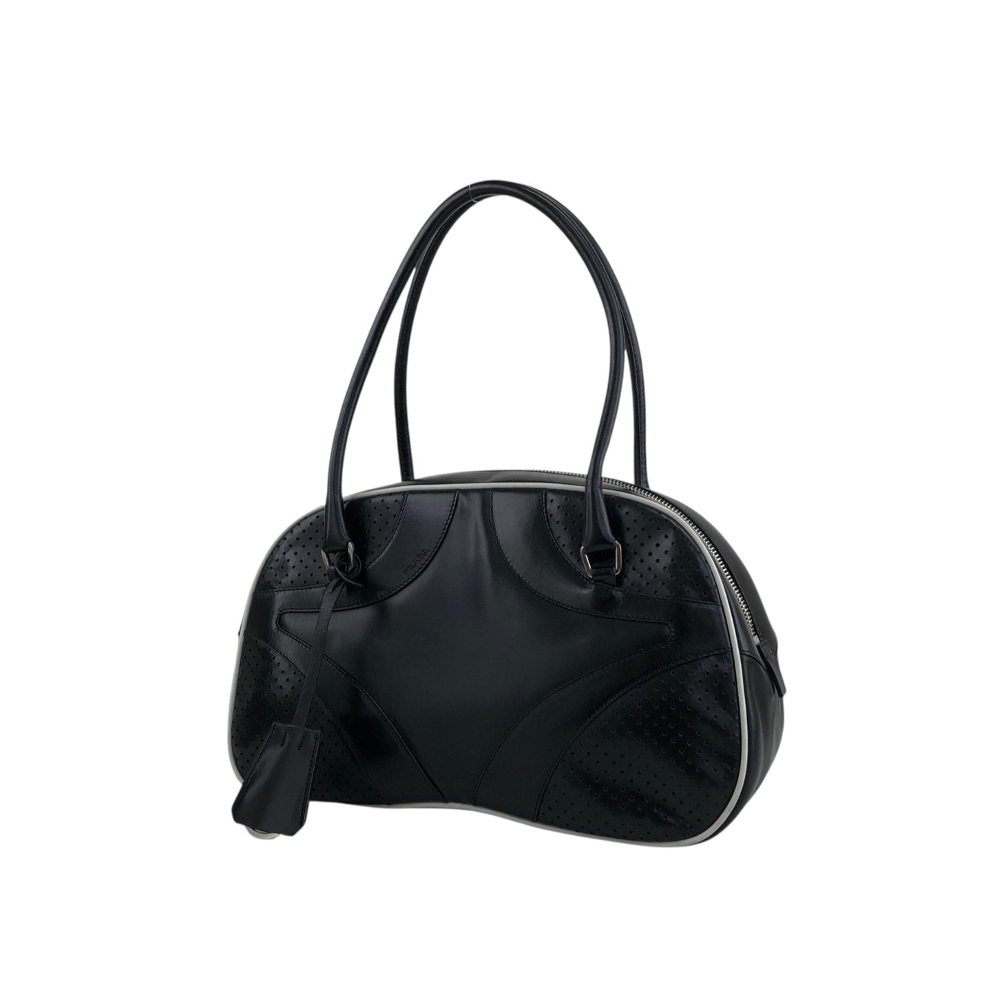 PRADA Padlock Small Boston bag Handbag Black Vintage vcg8wk