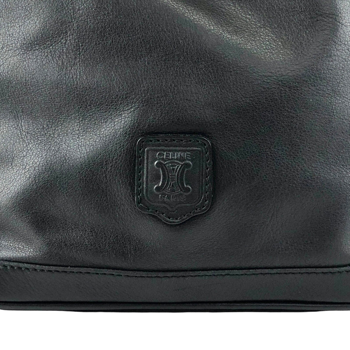 CELINE Blason Gancini Drawstring Shoulder bag Black Vintage 3zj4mf