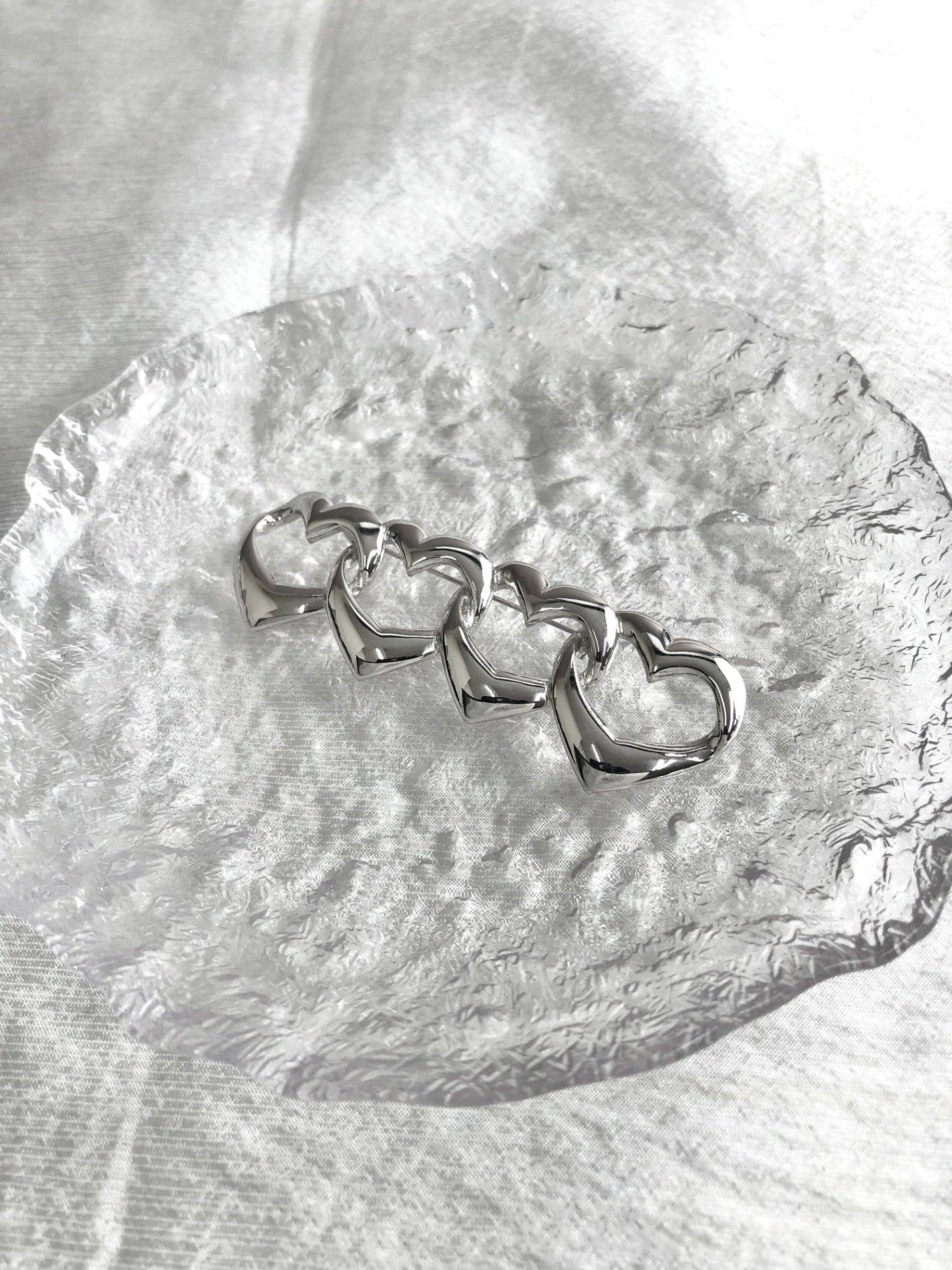 Yves Saint Laurent Heart Motif Brooch Silver Vintage xau2xt