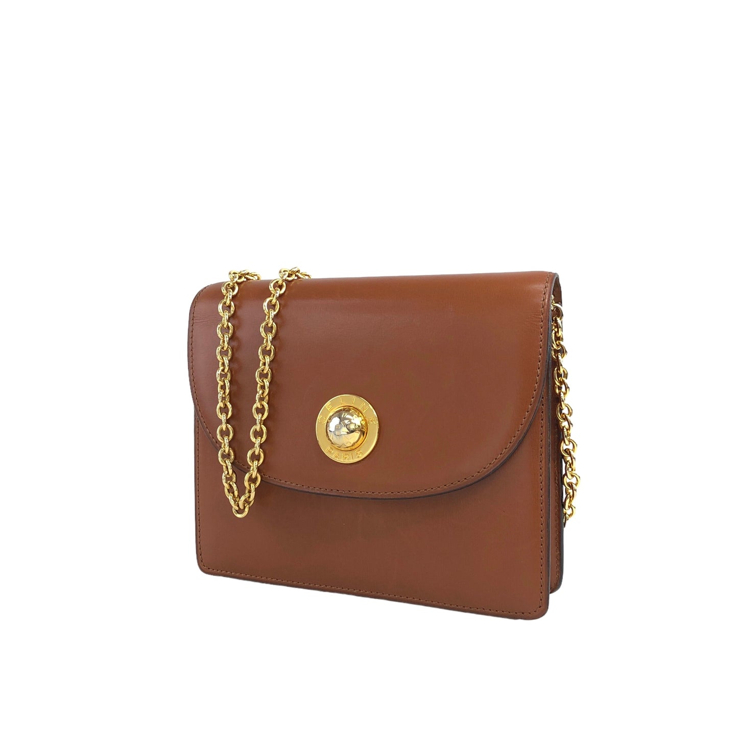 CELINE Starball Leather Small Chain Shoulder bag Brown Vintage spbb4m