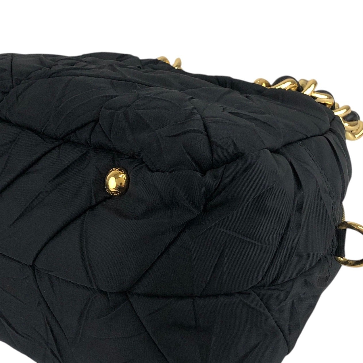 PRADA Logo Chain Handbag Black Vintage bruewc