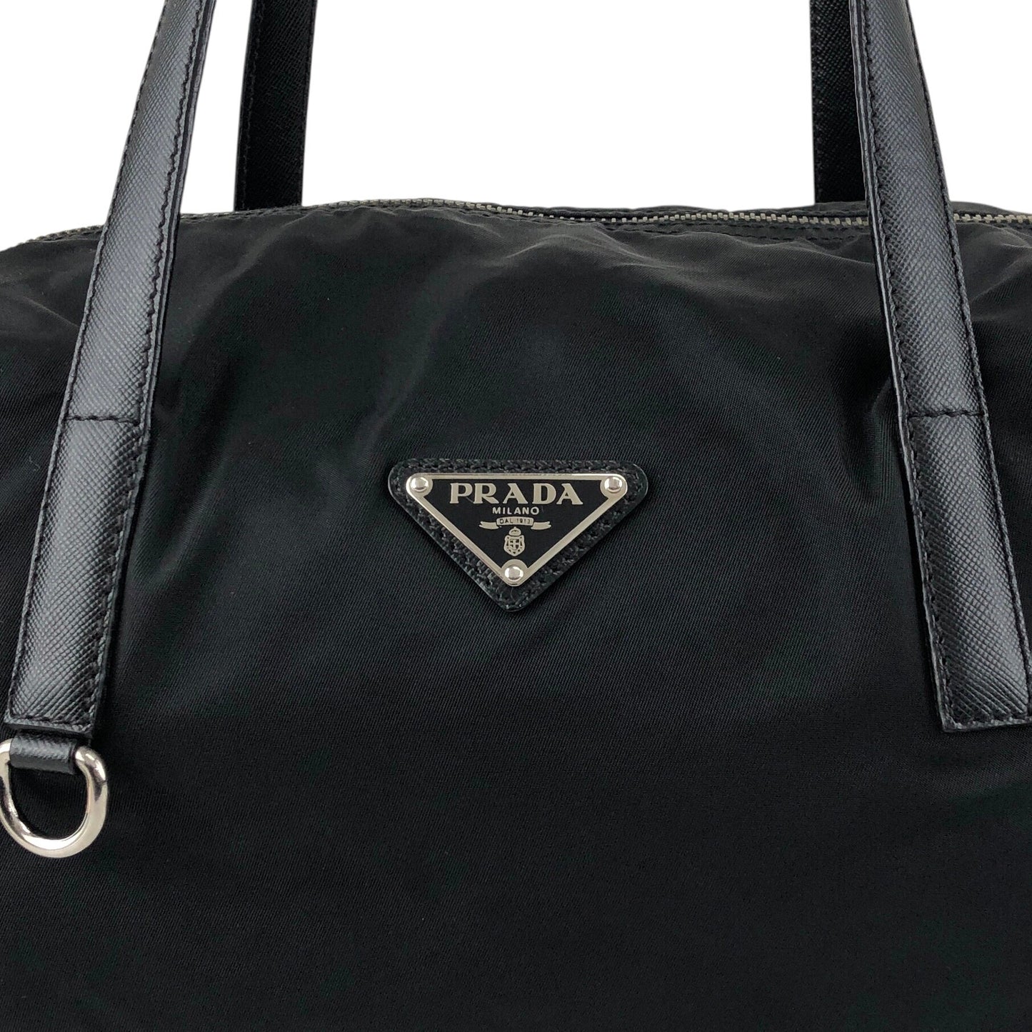 PRADA Tessuto Triangle Logo Handbag Black Vintage 4j6bkz