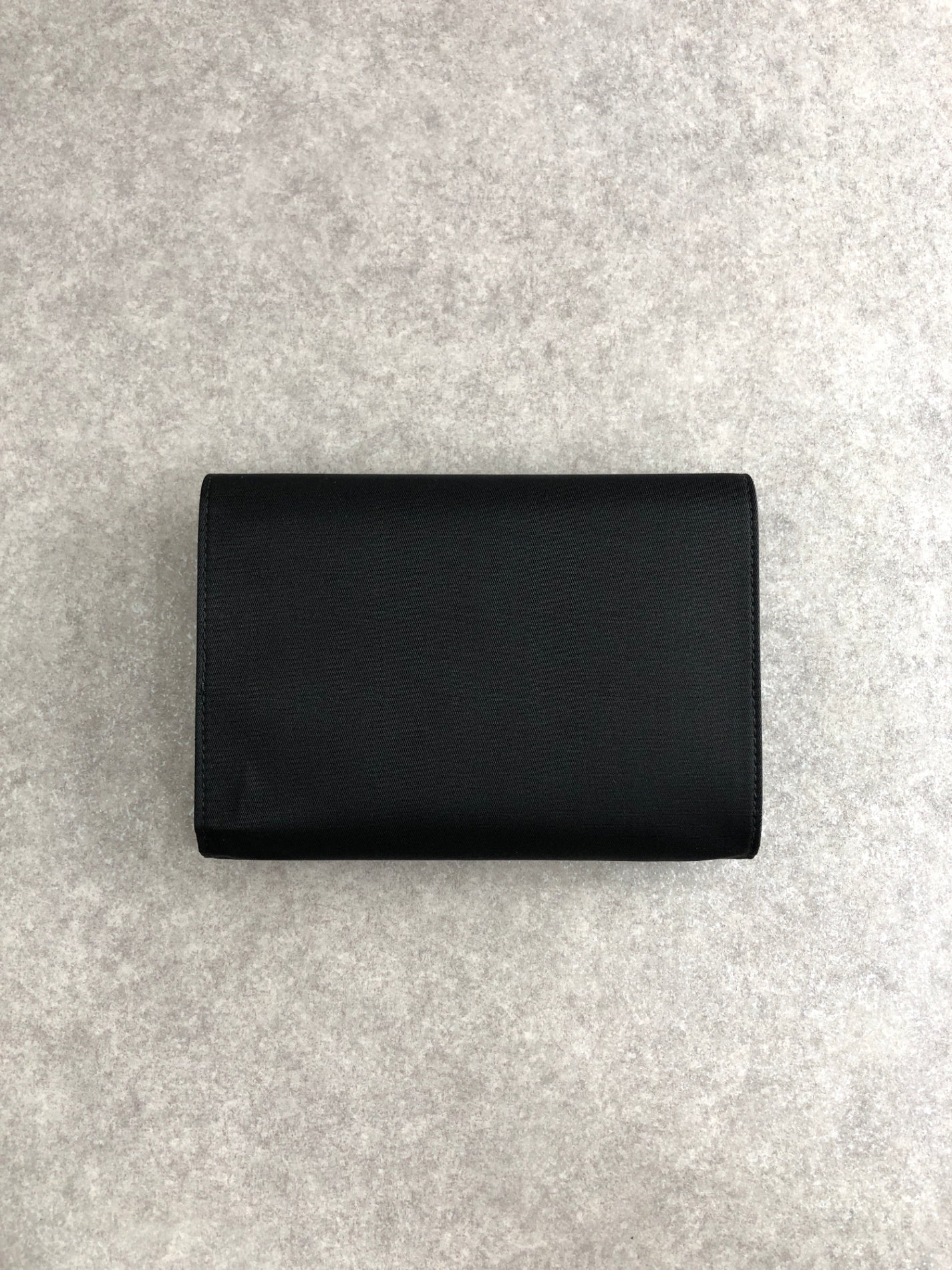 PRADA Triangle Logo Trifold Wallet Black Vintage kiyi6h