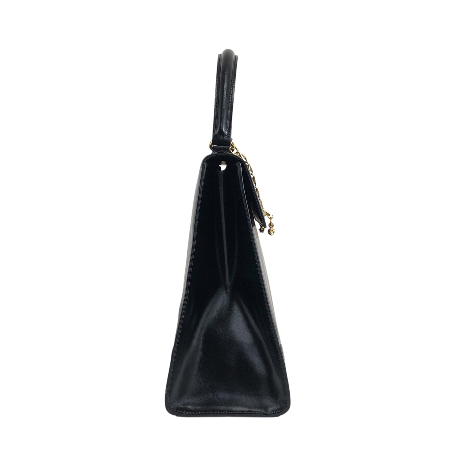 CELINE Gancini Two-way Top Handle Handbag Shoulder bag Black Vintage cjehs7