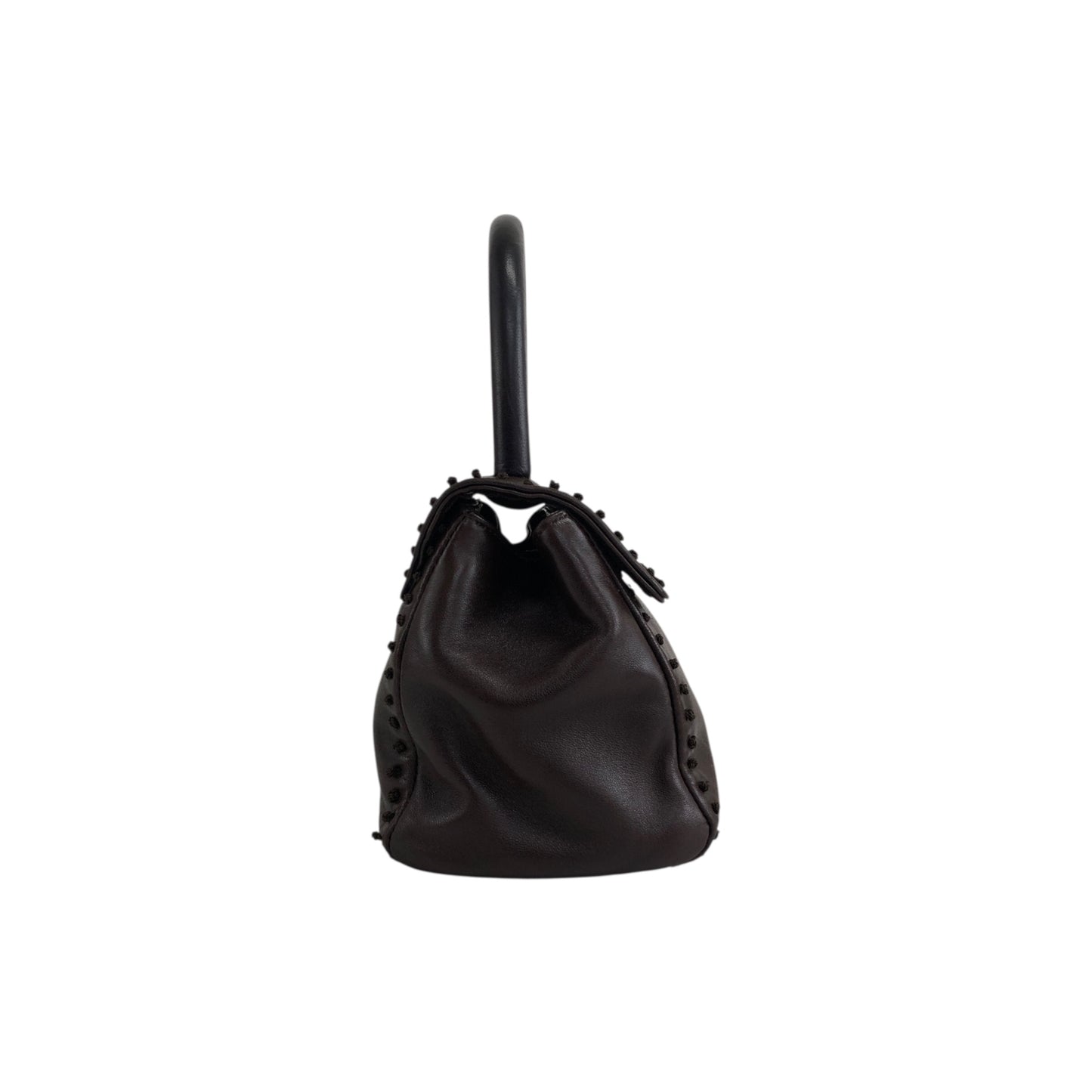 PRADA Logo Embossed Small Handbag Brown Vintage 5zhkhc