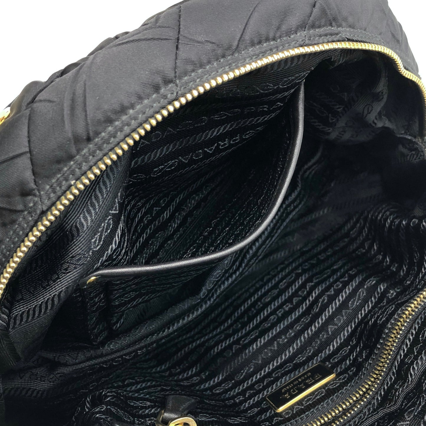 PRADA Logo Chain Handbag Black Vintage bruewc