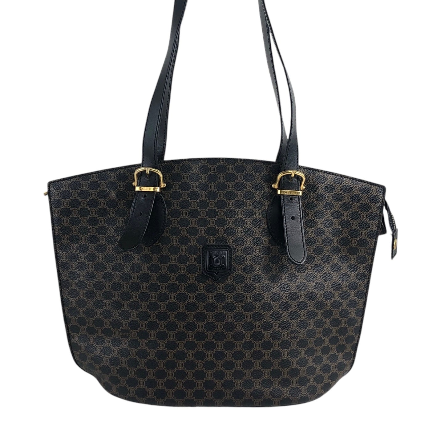 CELINE Macadam Blason Handbag Shoulder bag Black Vintage fhnsav