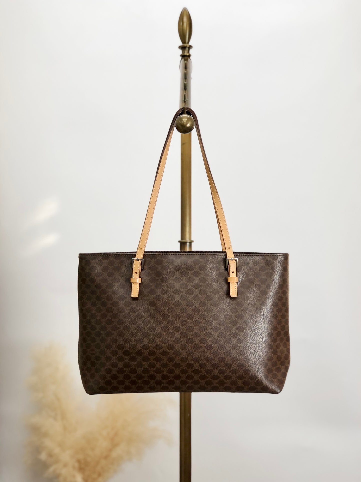 CELINE Macadam Shoulder bag Totebag Brown PP-SA-0097 Vintage br27j2