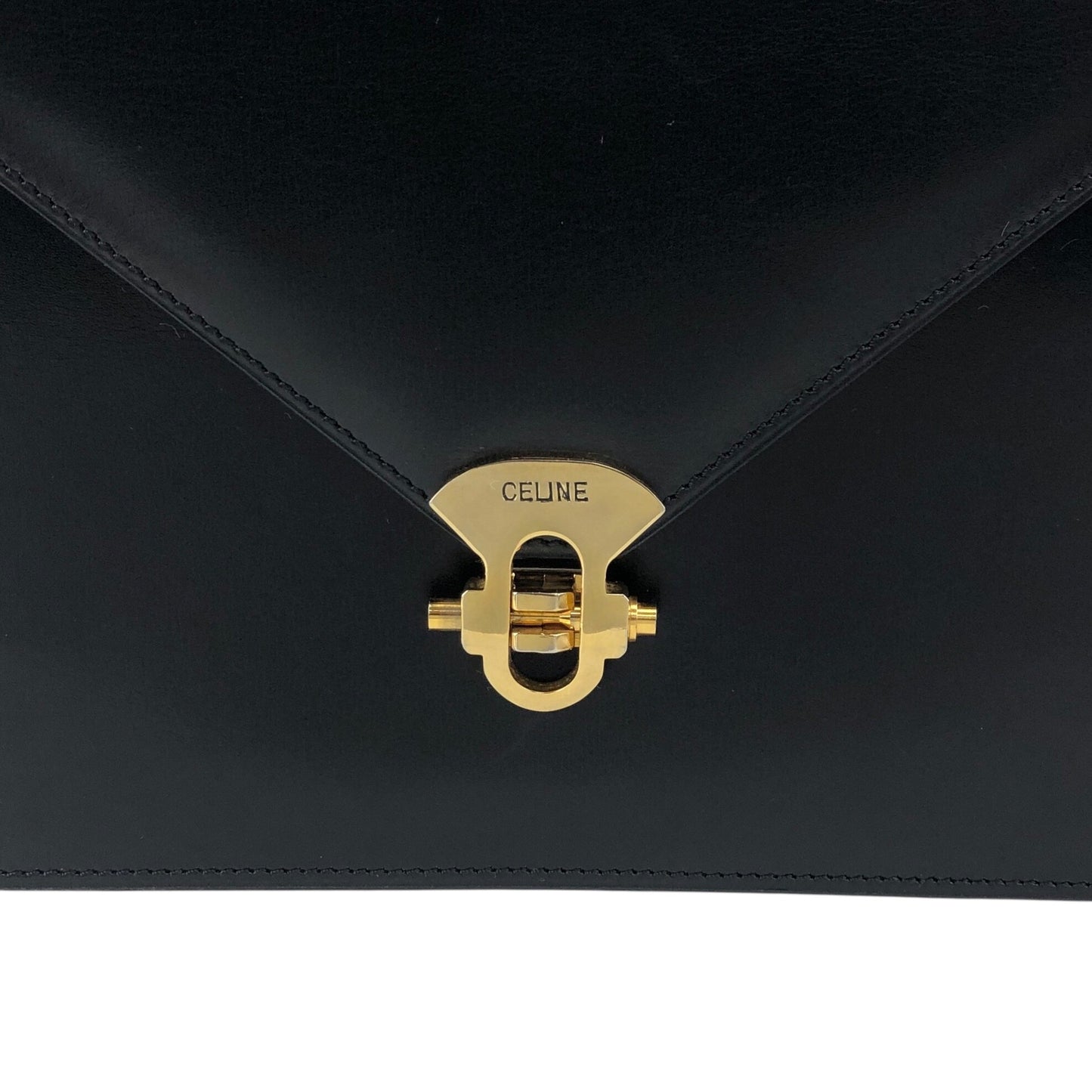 CELINE Logo Top Handle Handbag Black Vintage t8gzij
