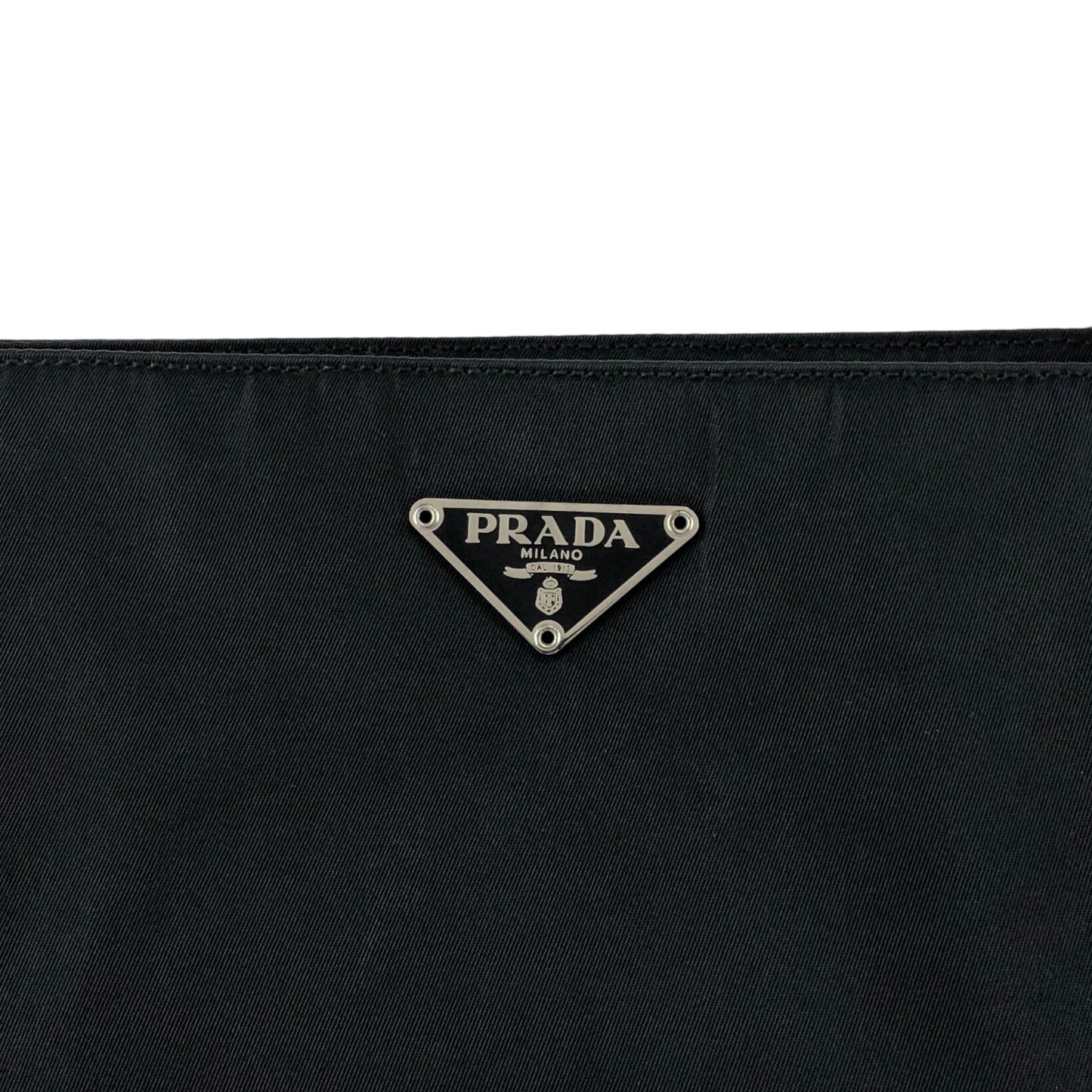 PRADA Tessuto Triangle Logo Handbag Black Vintage zzietj