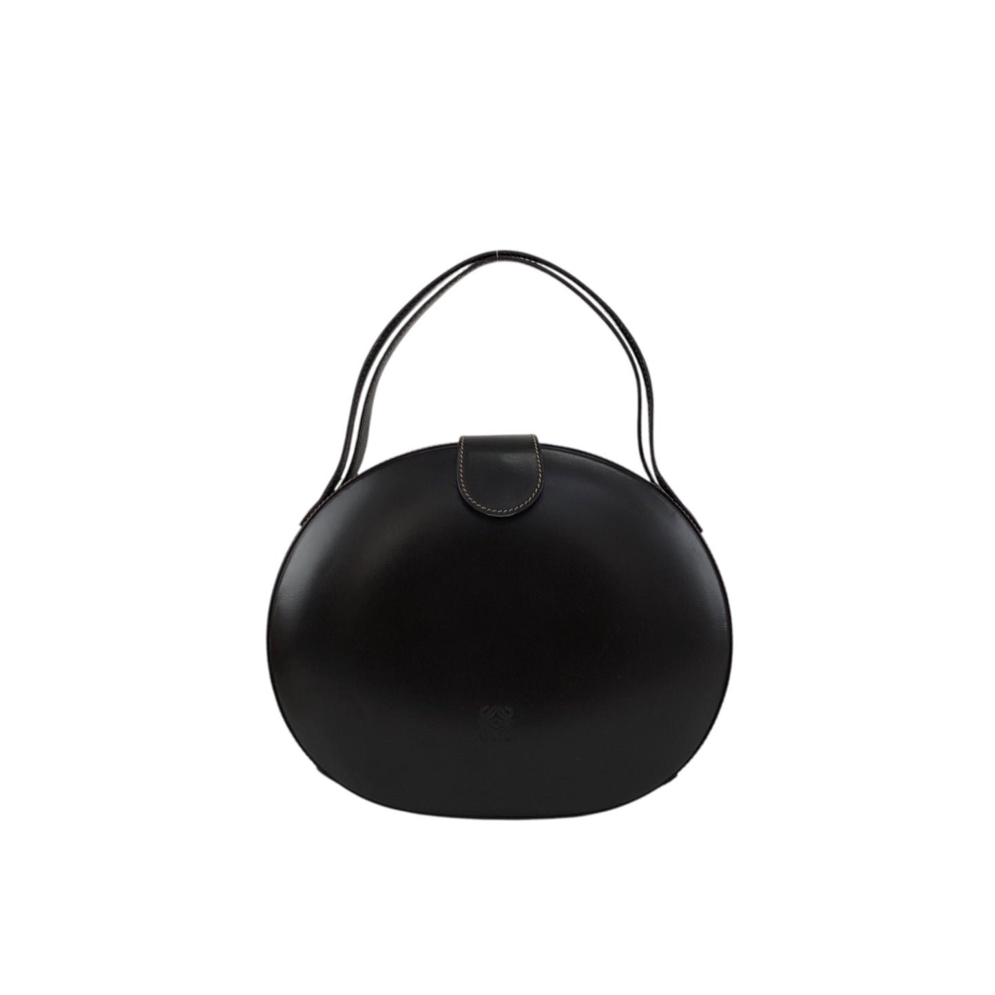 LOEWE Logo Embossed Round Handbag Brown Vintage pyjsv4