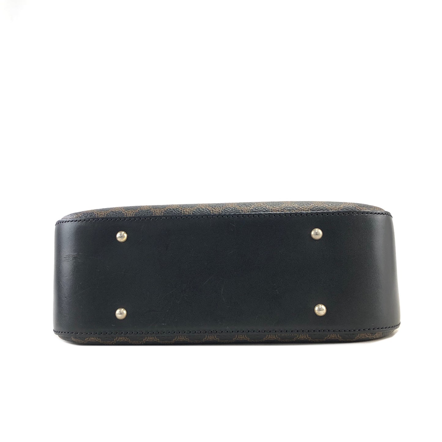 CELINE Macadam Logo Motif Charm Turn Lock Leather Two-way Handbag Shoulder bag Black Vintage cptypf