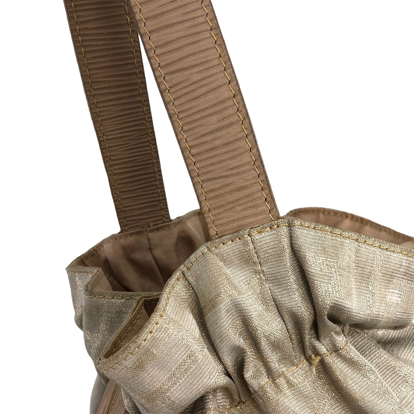 FENDI Zucca Drawstring Shoulder bag Beige Vintage p8rb6m