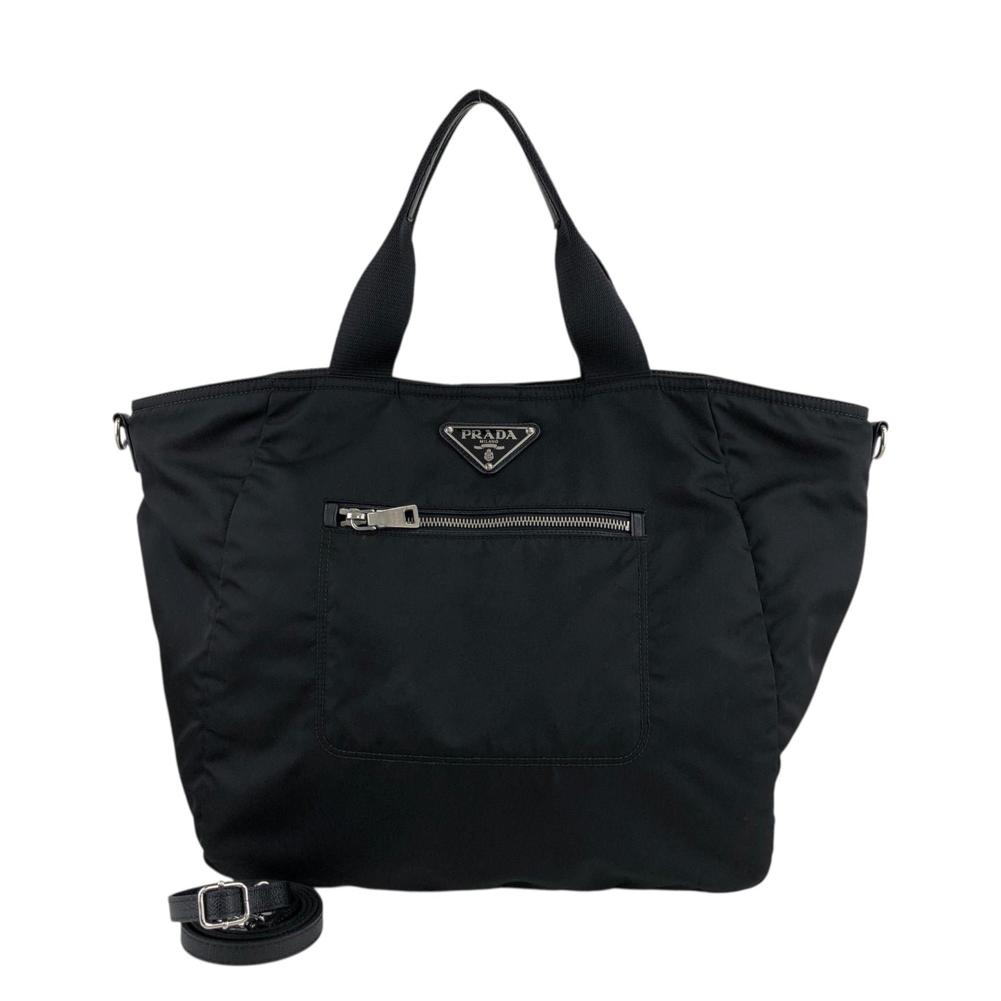PRADA Triangle Logo Two-way Handbag Shoulder bag Black Vintage 5t57j2
