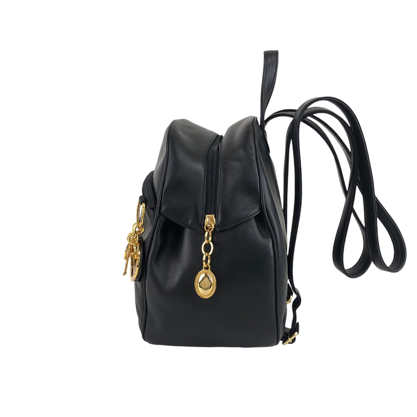 Christian Dior Logo Charm Backpack Black Vintage bbazr2