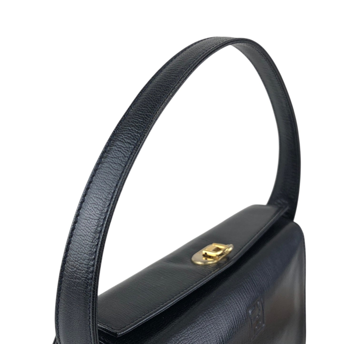 FENDI Logo Embossed Handbag Black Vintage yyxgsd
