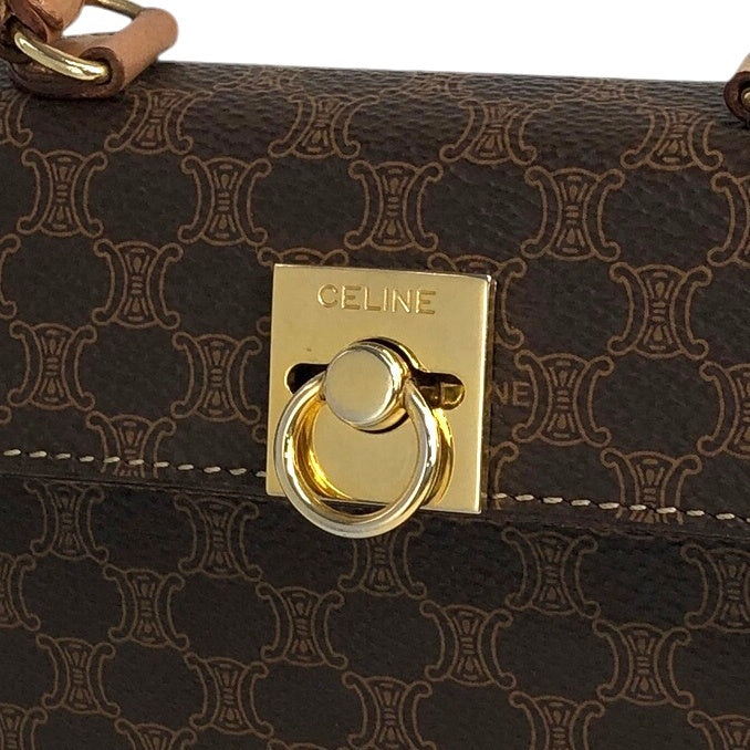CELINE Macadam Gancini Two-way Handbag Shoulder bag Brown Vintage sasmug