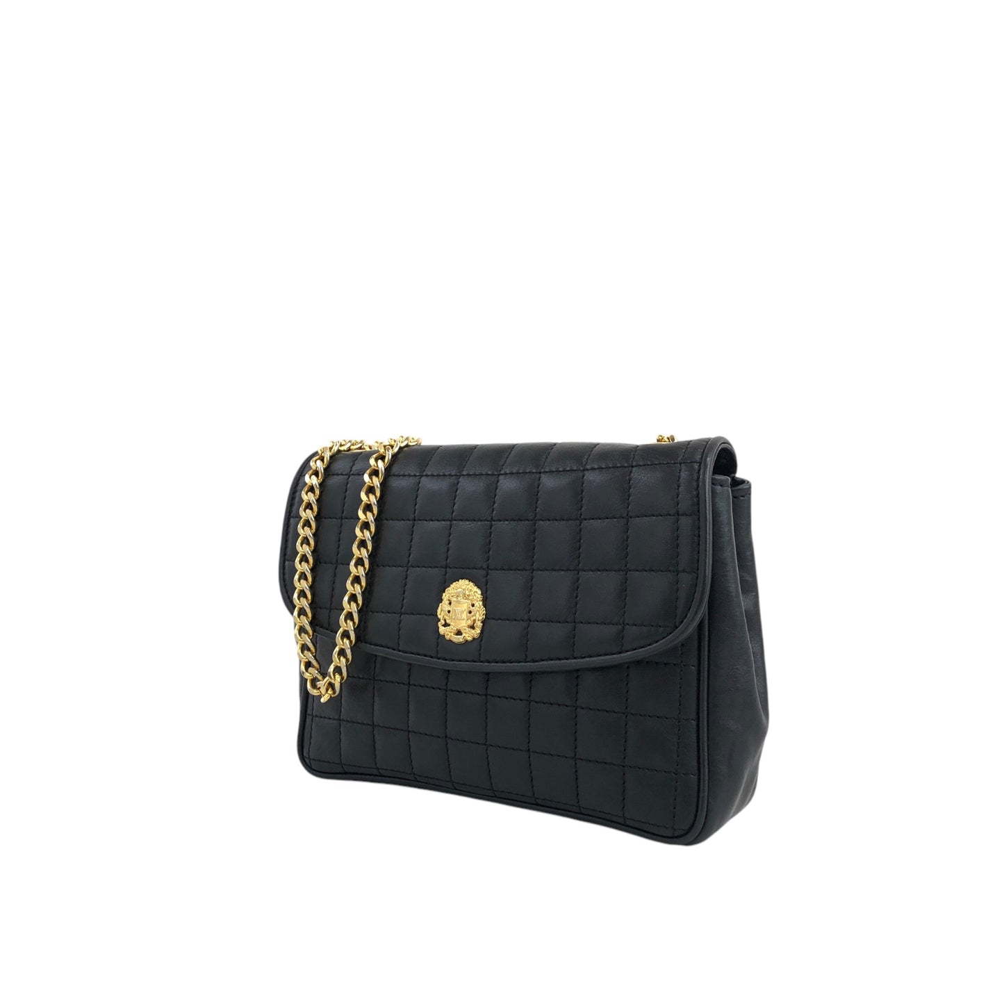 CELINE Emblem Chain Shoulder bag Black Vintage 3nk43u