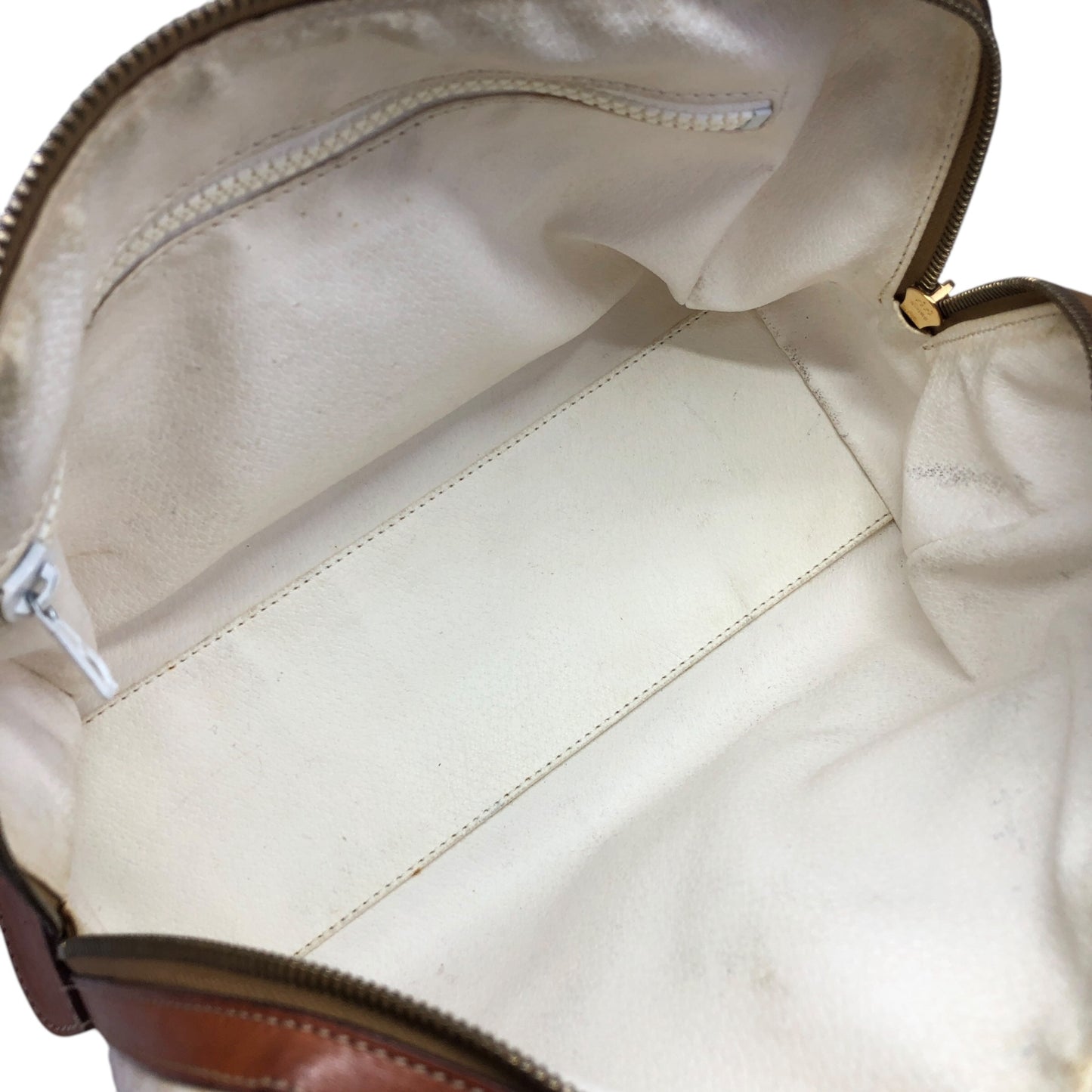CELINE Macadam Blason Handbag Boston bag White Vintage ph8fuj