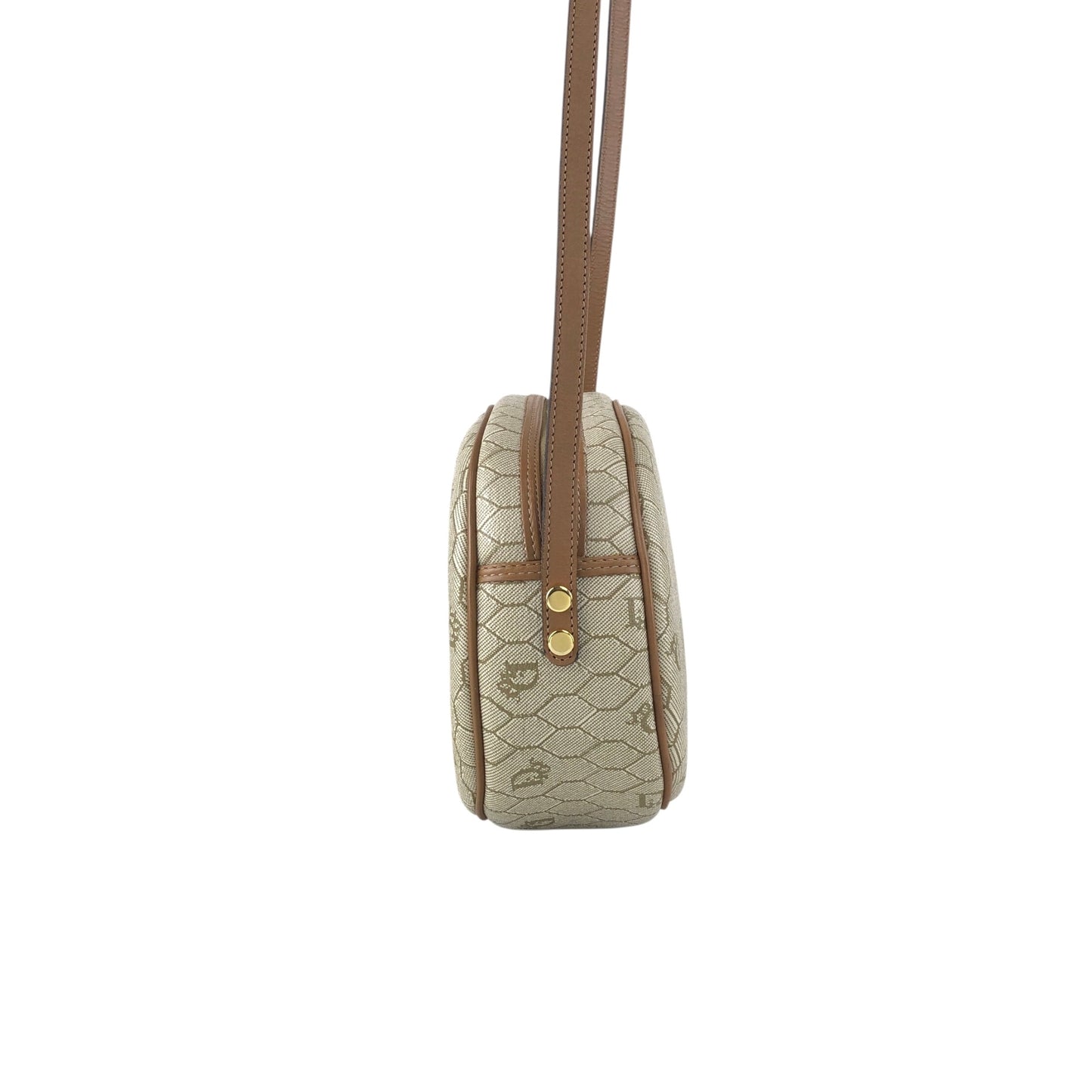 Christian Dior Honeycomb Pattern Round Shoulder bag Beige Vintage p7a3yt