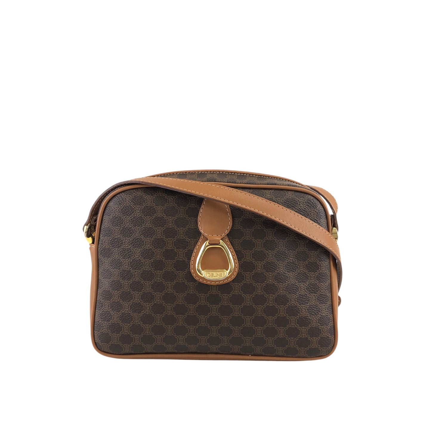 CELINE Macadam Horse Bit Shoulder bag Brown Vintage w7if2s