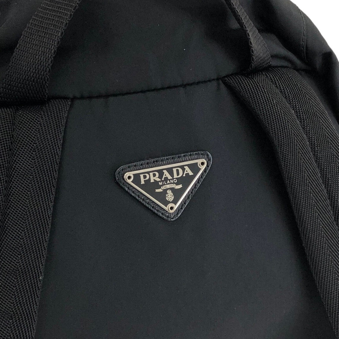 PRADA Triangle Logo Double Pocket Backpack Black Vintage avewmk