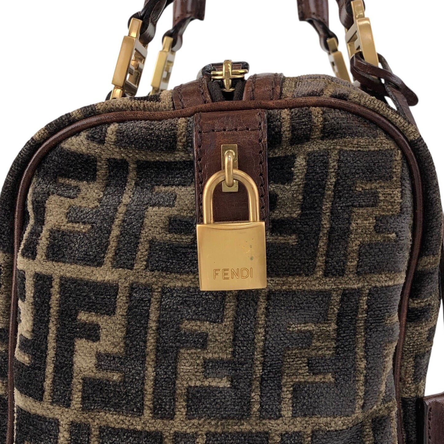 FENDI Zucca Small Boston bag Brown Vintage g7vd3e