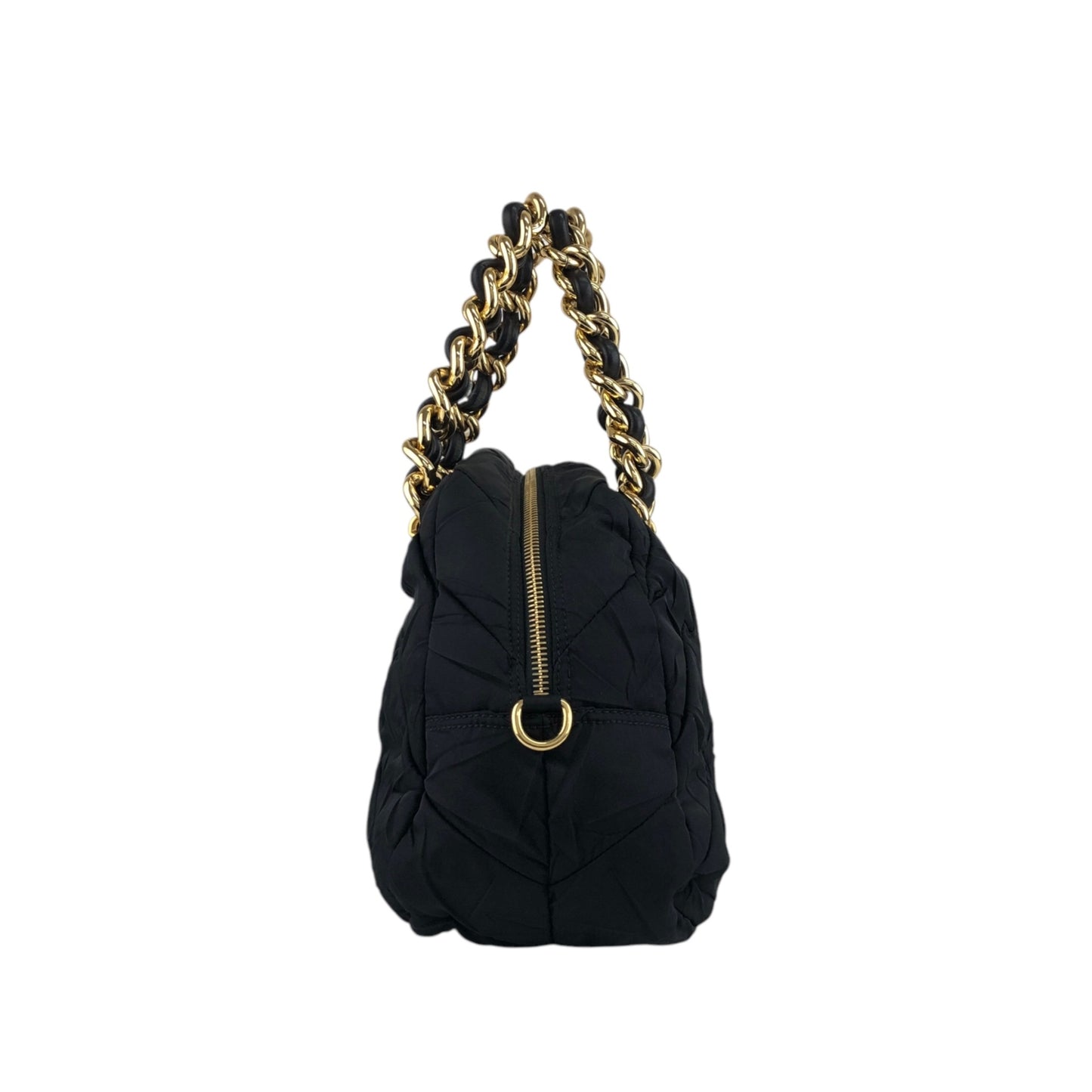 PRADA Logo Chain Handbag Black Vintage bruewc