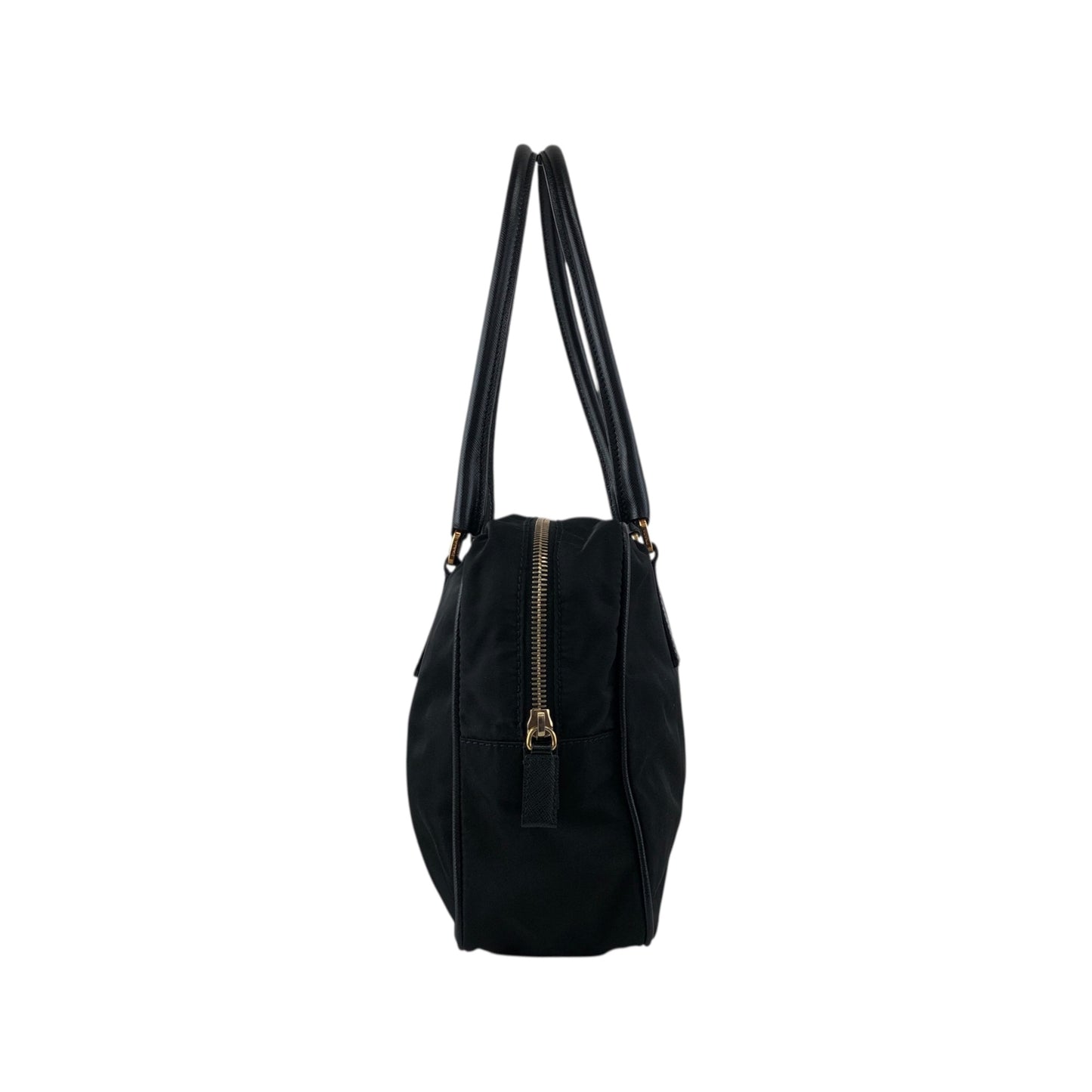 PRADA Tessuto Triangle Logo Small Boston bag Handbag Black Vintage jgrnxc