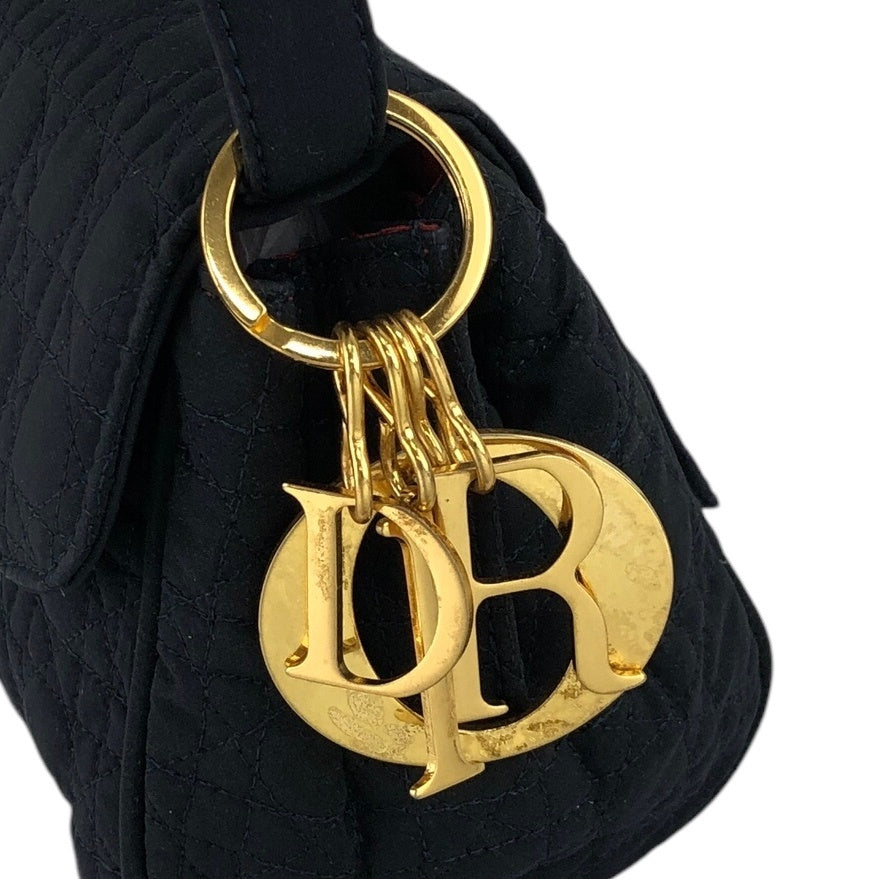 Christian Dior Cannage Logo Charm Small Handbag Dark Navy Vintage hsi65g