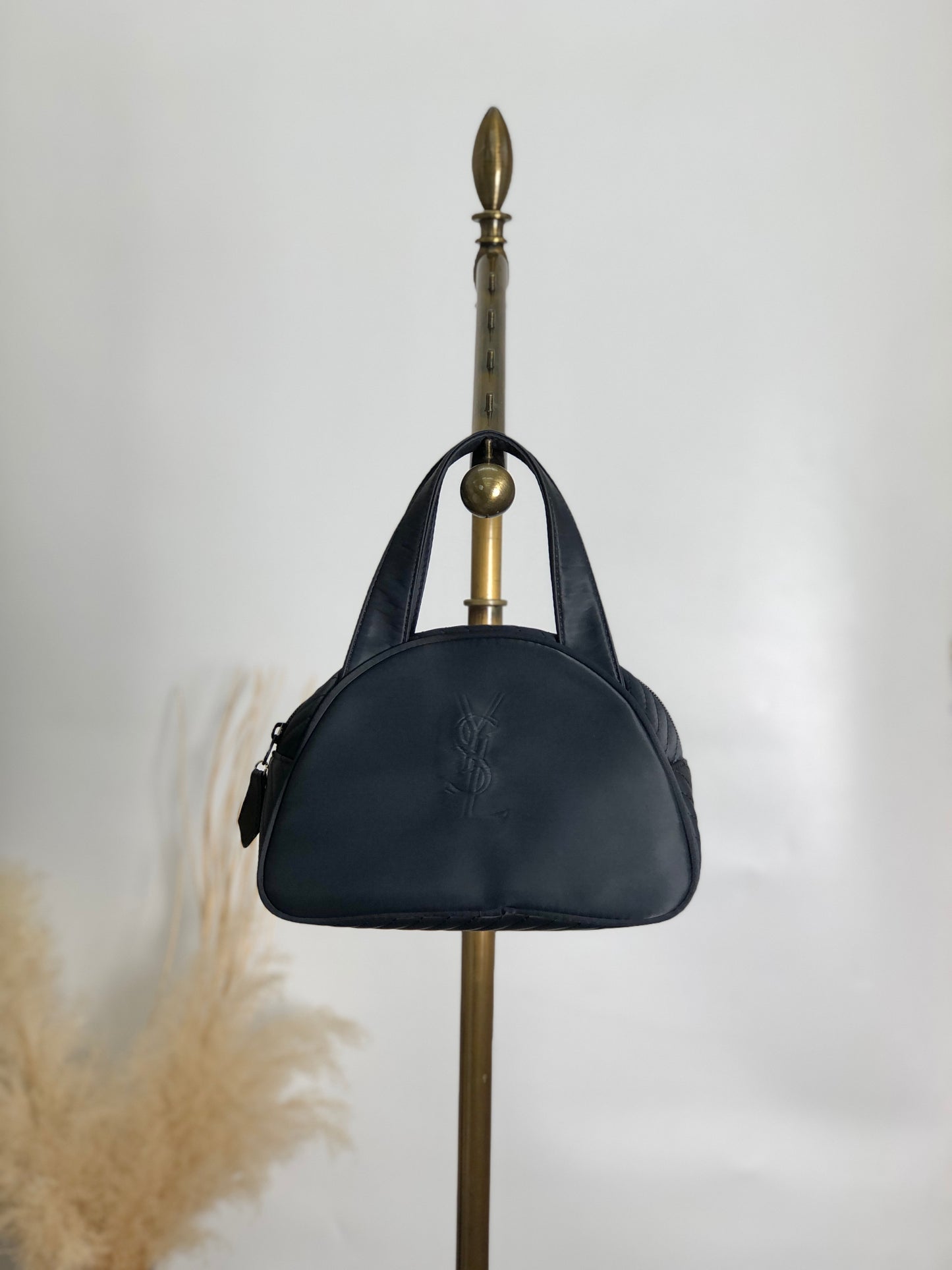 Yves Saint Laurent YSL 標誌手袋 海軍藍 復古 5e5iya