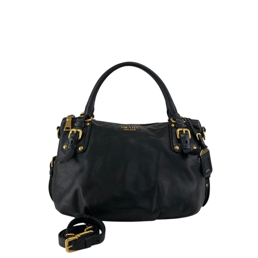 PRADA Logo Two-way Handbag Shoulder bag Black Vintage jrndes