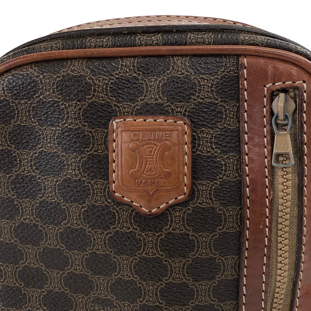 CELINE Macadam Blason Shoulder bag Brown Vintage vbjmjr