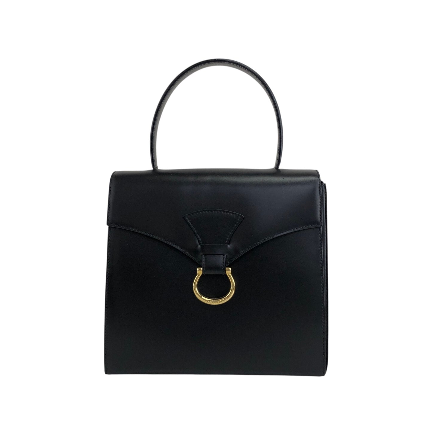 CELINE Horse Bit Top Handle Handbag Black Vintage zbgk75
