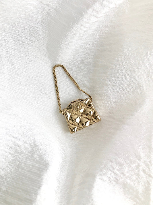 CHANEL 絎縫 Coco Mark 胸針 金色 復古 stizpw