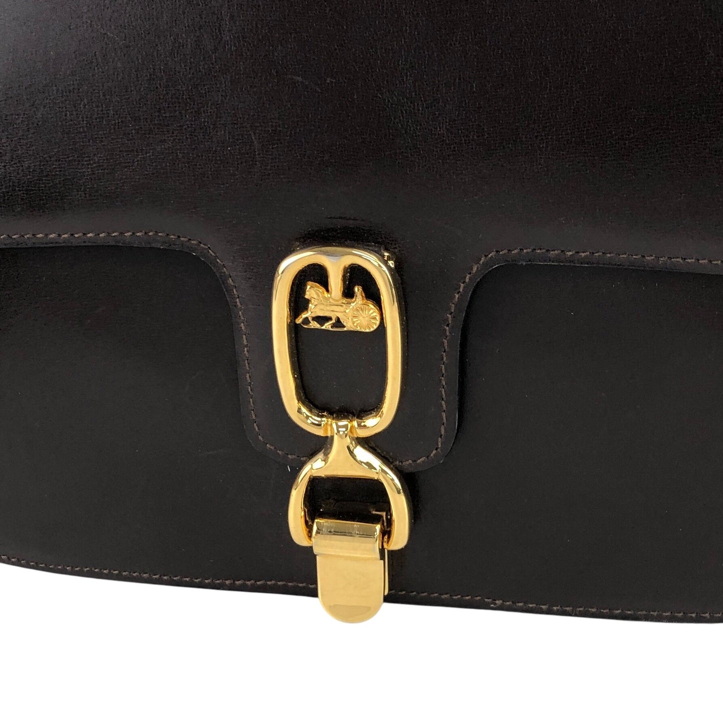 CELINE Horse Carriage Front Buckle Shoulder bag Brown Vintage mbdia8