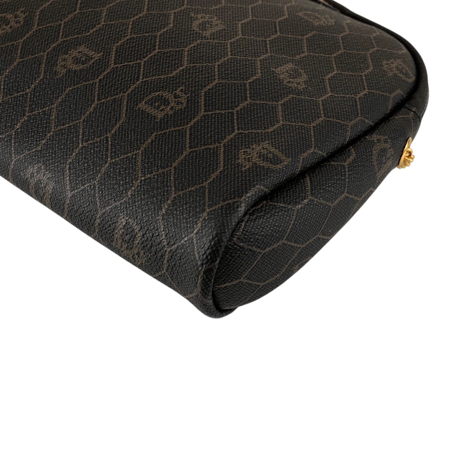 Christian Dior Honeycomb Pattern Chain Shoulder bag Black×Brown Vintage am6zmm